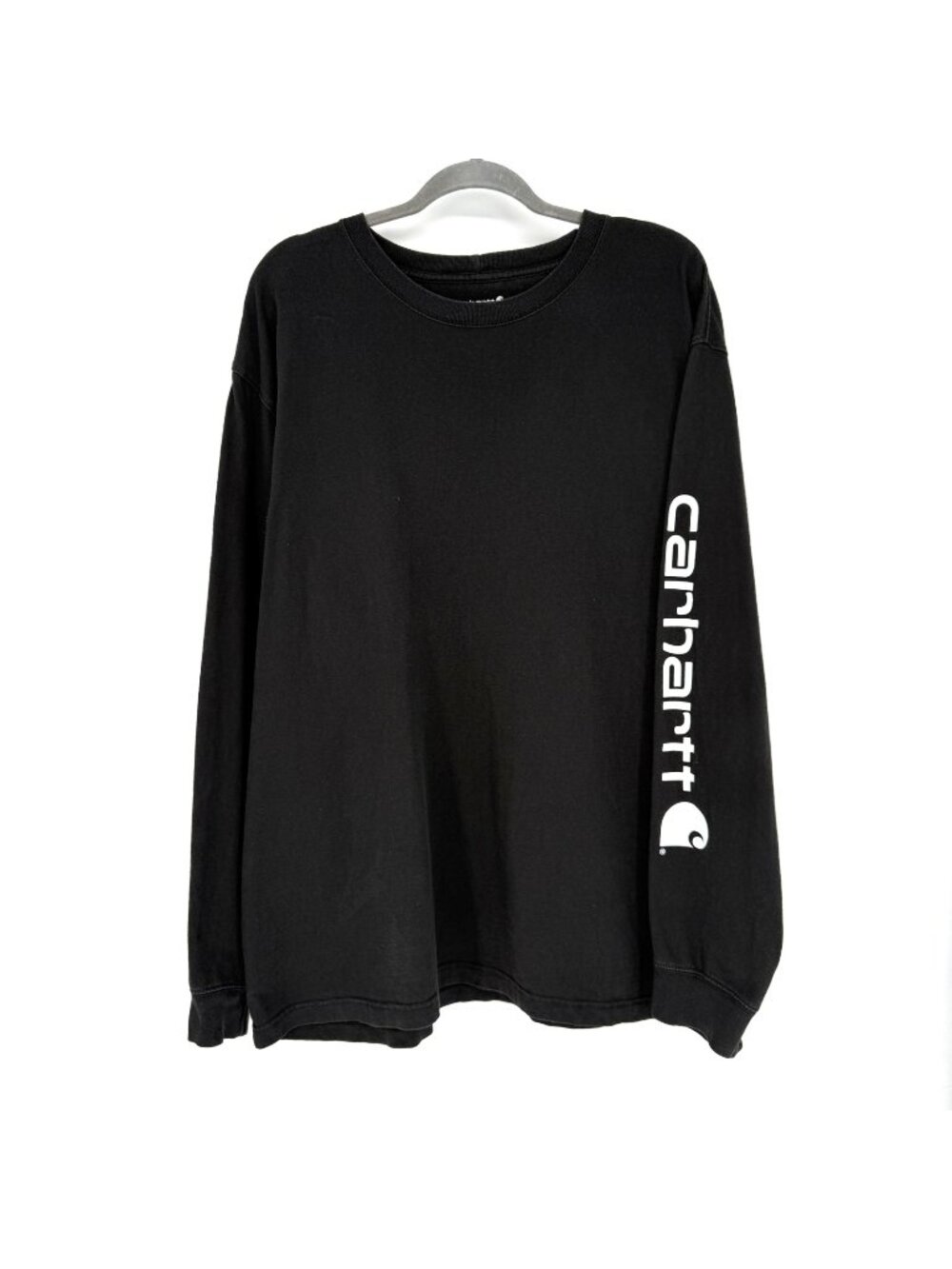 Carhartt Long Sleeve Crewneck Tee Black Loose Fit Logo Sleeve Shirt Men's XL